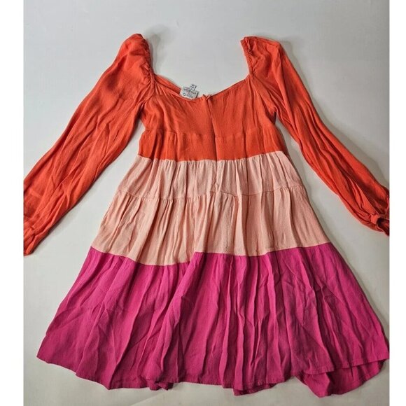 Koko + Mason Colorblock Pink Casual Dress Long Sleeve Zip Back Women's Small - Picture 2 of 5